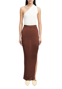 Tailor ribbed maxi skirt - Chocolate