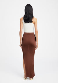 Tailor ribbed maxi skirt - Chocolate