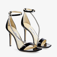 Sandales Talika avec chaîne de cristaux 100 en cuir - Black