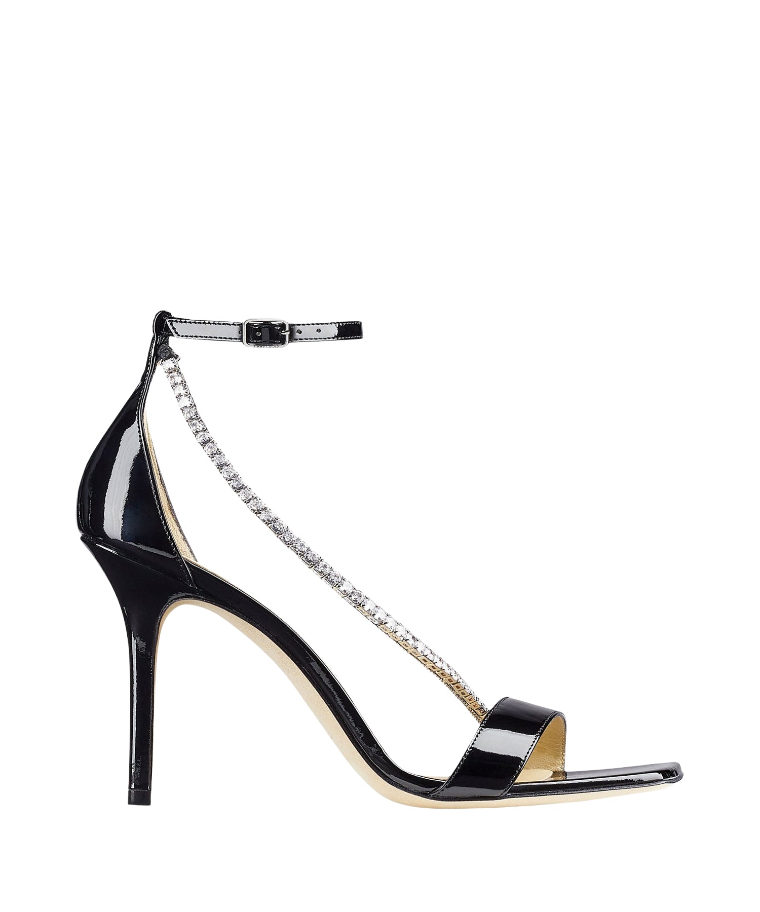 Sandales Talika avec chaîne de cristaux 100 en cuir - Black