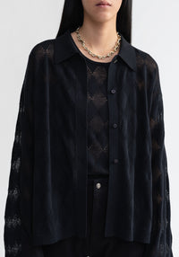 Cardigan Tamara en lin mélangé - Black