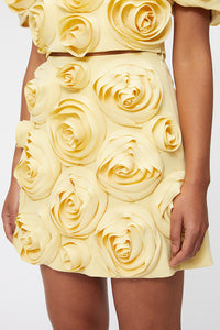 Yellow / ROSE APPLIQUE MINI SKIRT