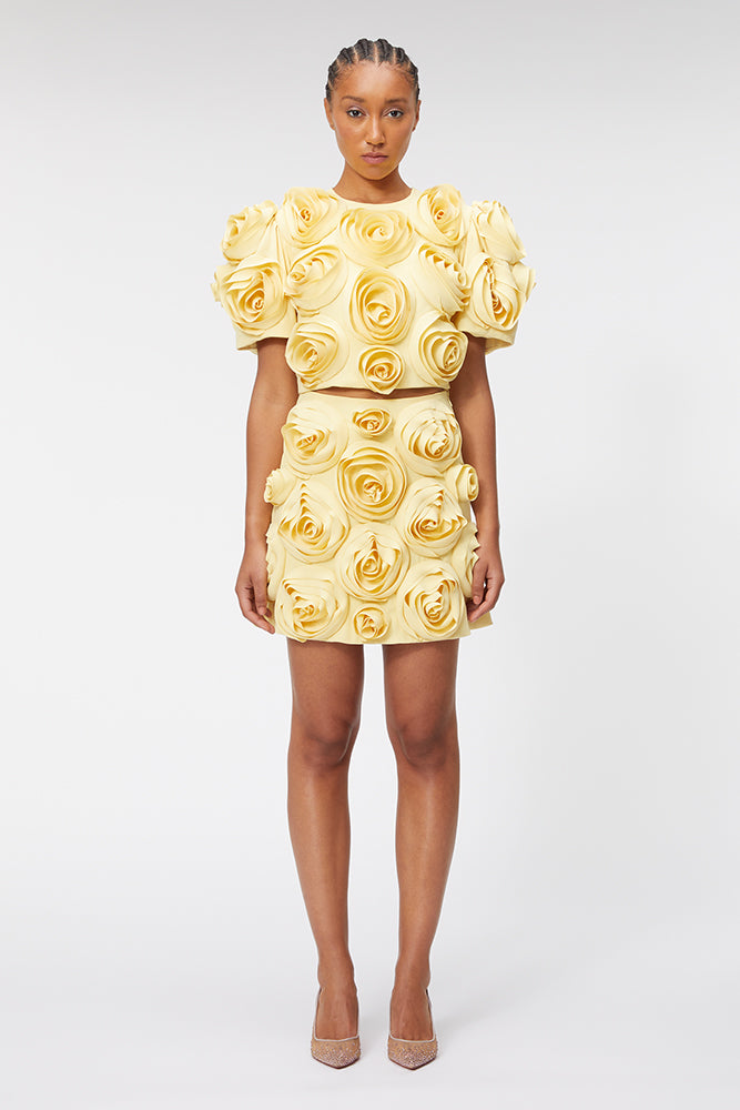 Yellow / ROSE APPLIQUE MINI SKIRT