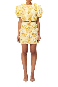 Jupe courte avec rose - Yellow