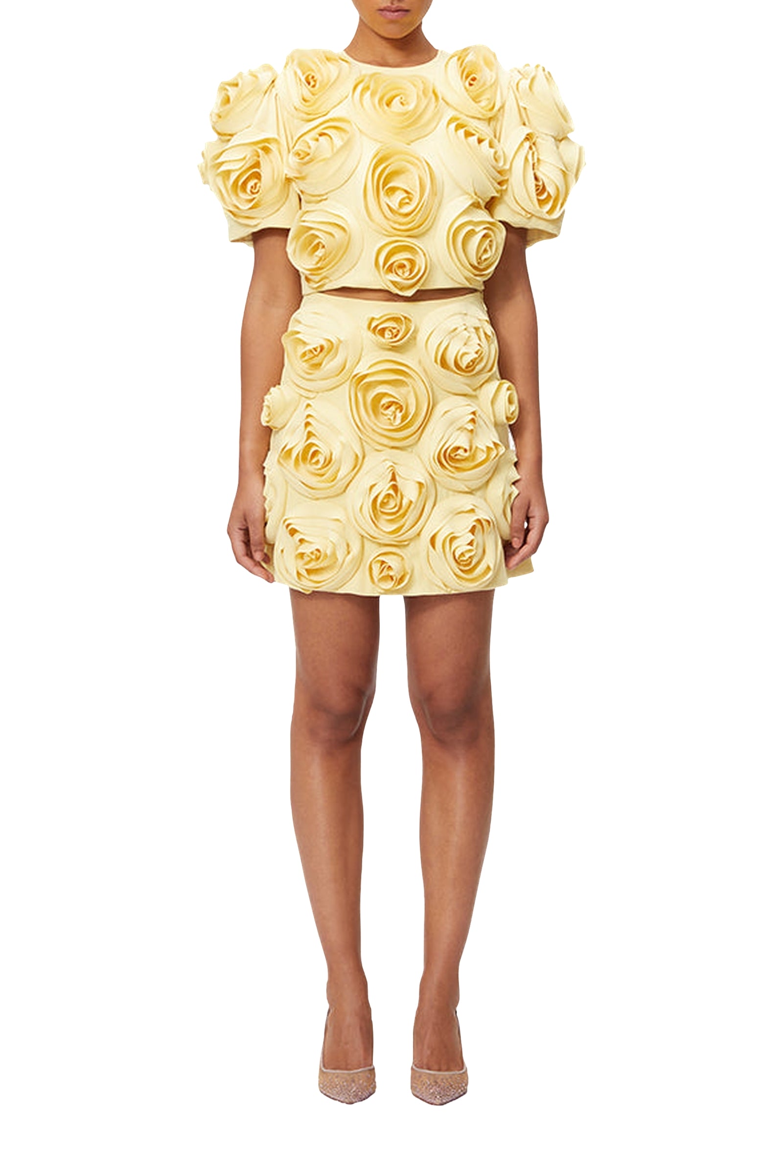 Jupe courte avec rose - Yellow
