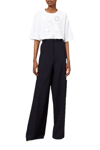 Pantalon cargo en laine mélangée - Navy