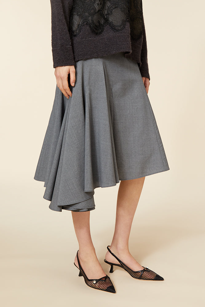 Grey / GODET SKIRT