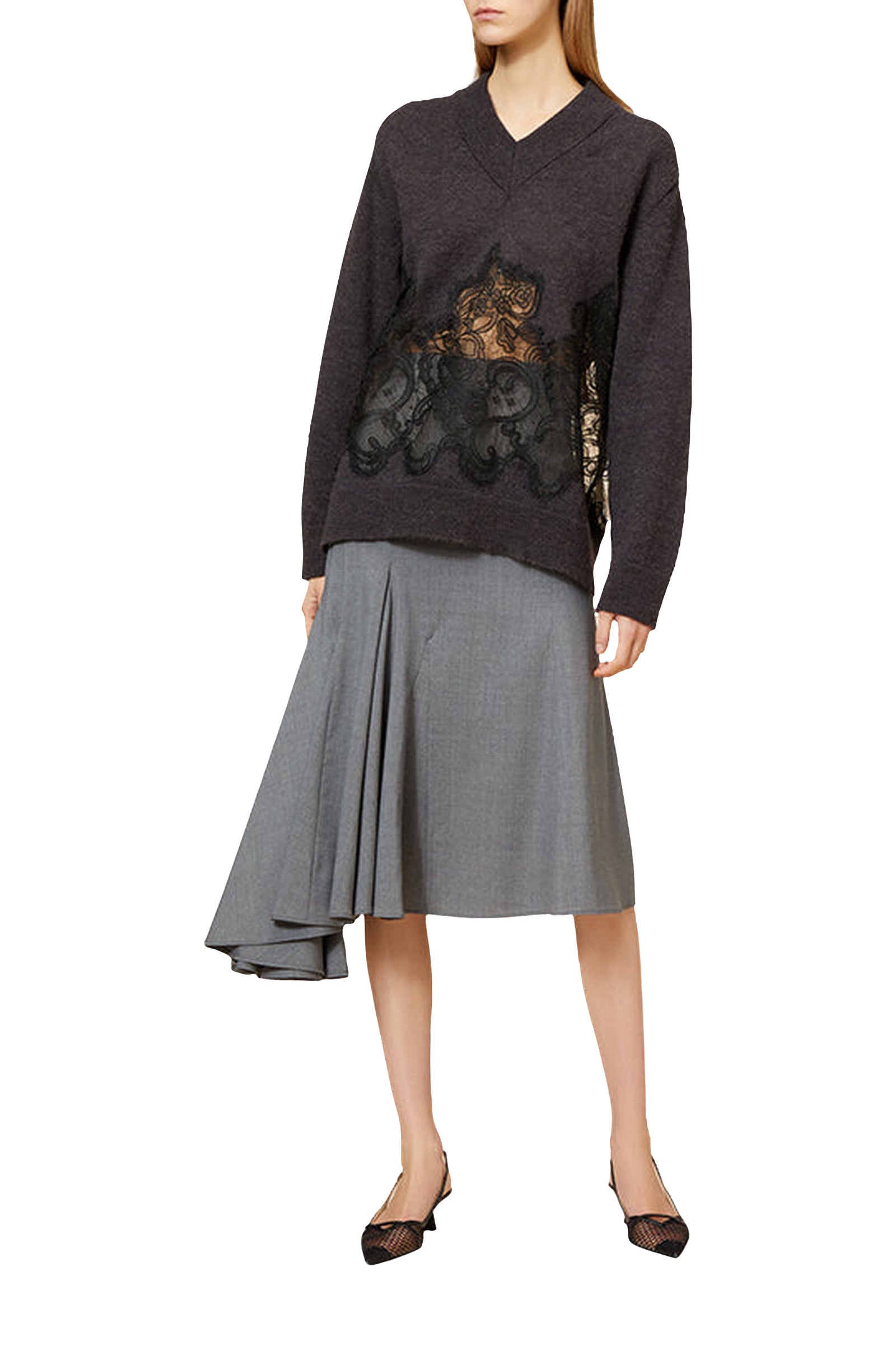 Jupe asymétrique en laine - Grey