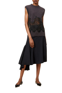 Jupe asymétrique en laine - Black
