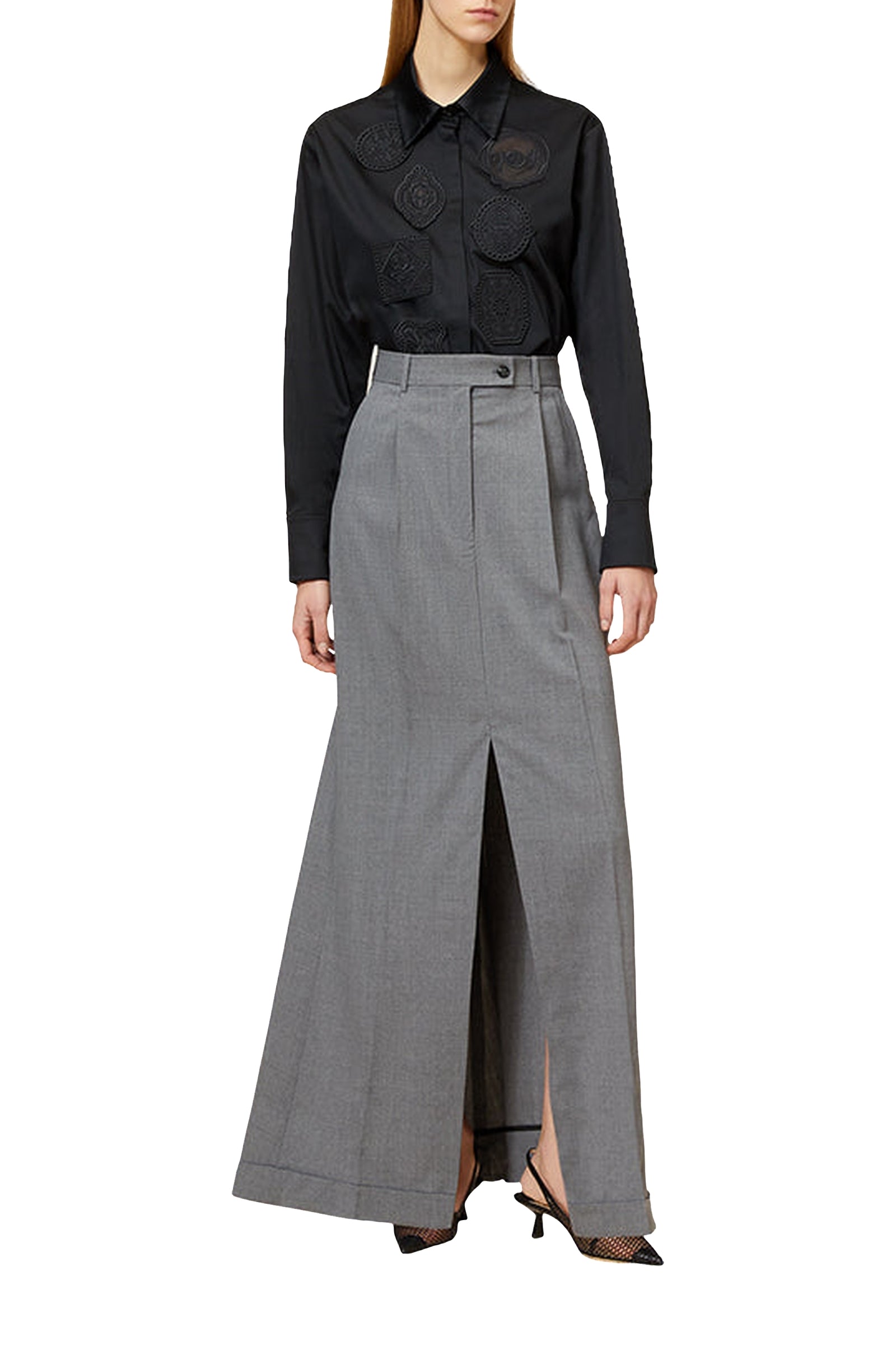 Jupe longue tailleur en laine - Grey