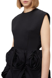 Black / ROSE APPLIQUE MINI DRESS