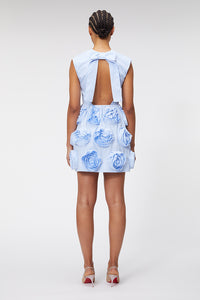 Blue / ROSE APPLIQUE MINI DRESS