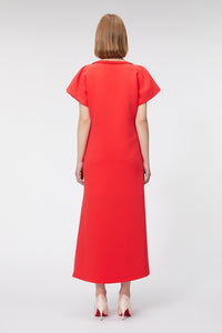 Red / BRAID DETAIL MIDI DRESS