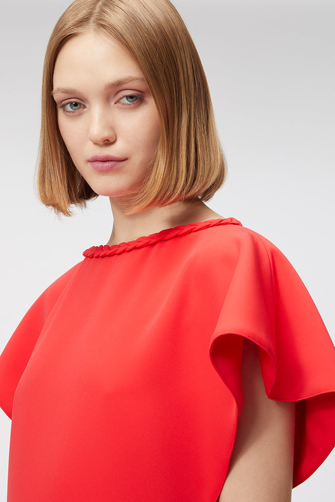 Red / BRAID DETAIL MIDI DRESS
