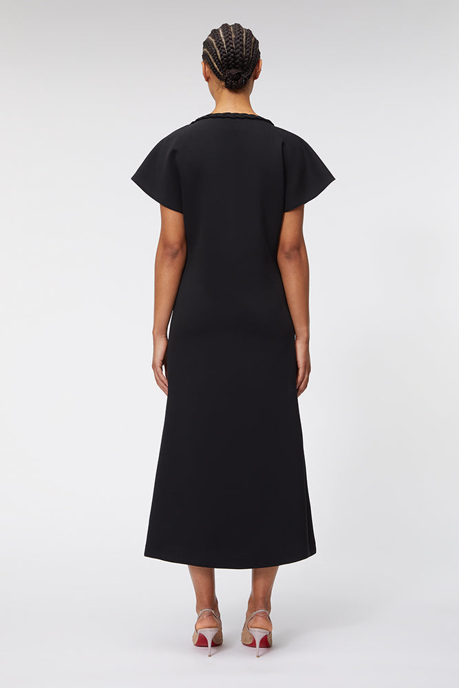 Black / BRAID DETAIL MIDI DRESS