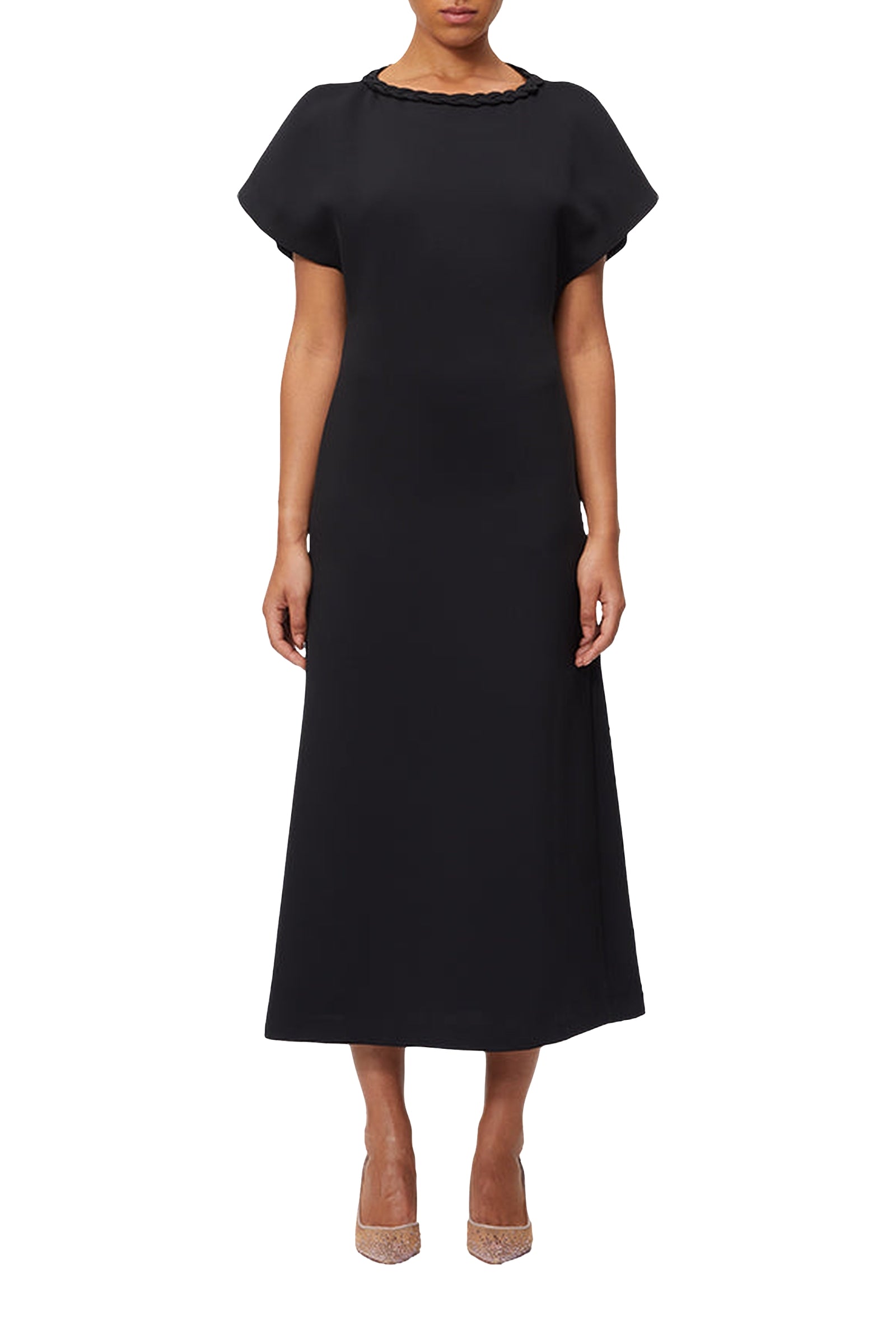 Robe midi avec détails tressés - Black