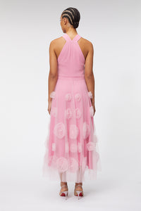 Pink / ROSE APPLIQUE MAXI DRESS
