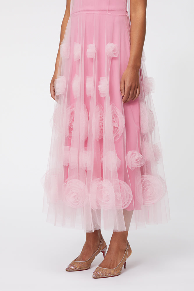 Pink / ROSE APPLIQUE MAXI DRESS