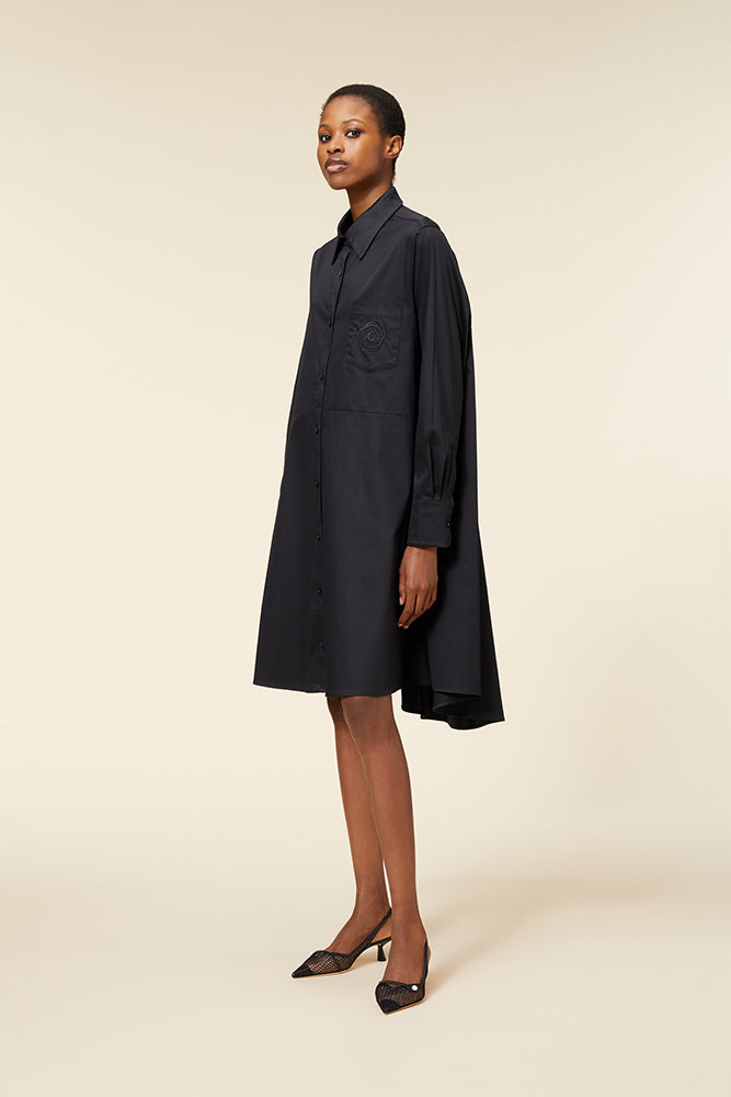 Black / EMBROIDERY PATCH SHIRT DRESS