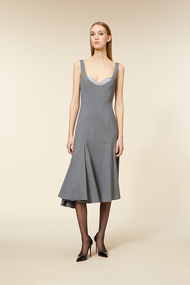 Grey / COUTURE CORSET GODET DRESS