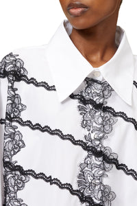 White / LACE APPLIQUE SHIRT DRESS