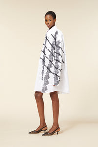 White / LACE APPLIQUE SHIRT DRESS