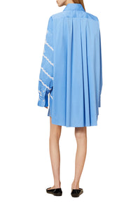 Blue / LACE APPLIQUE SHIRT DRESS