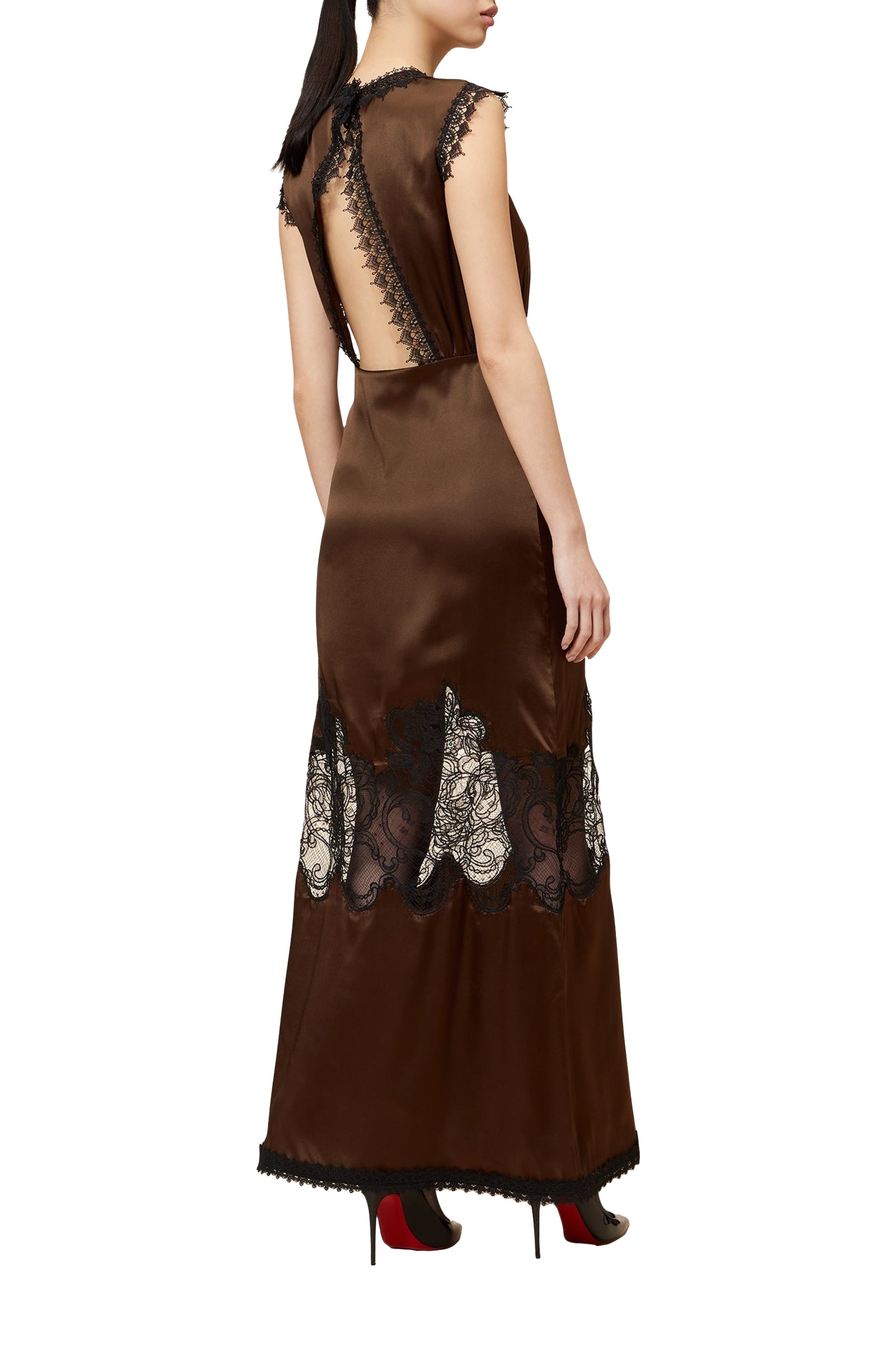 Robe longue en soie - Brown