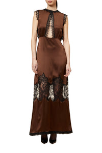 Robe longue en soie - Brown