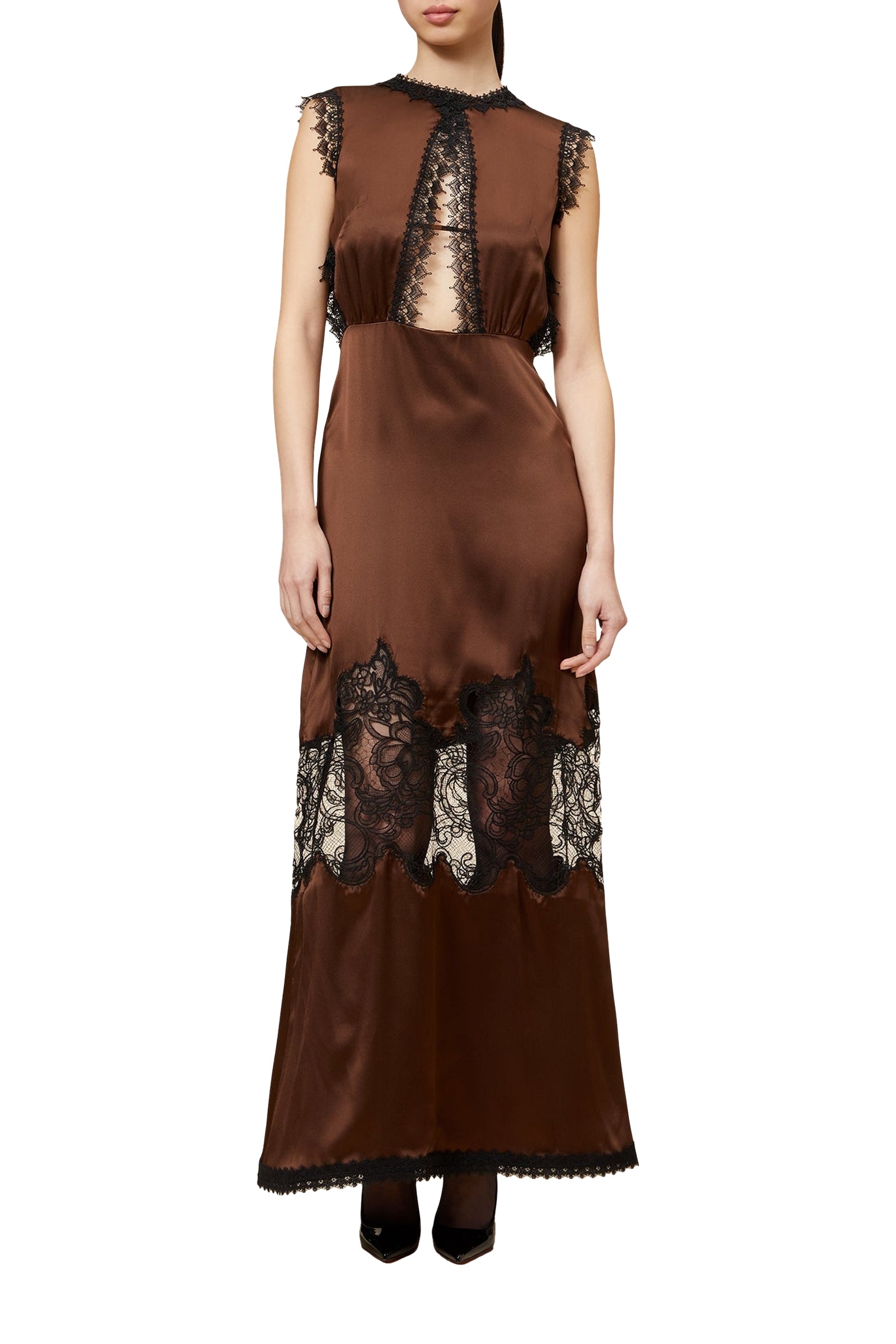 Robe longue en soie - Brown