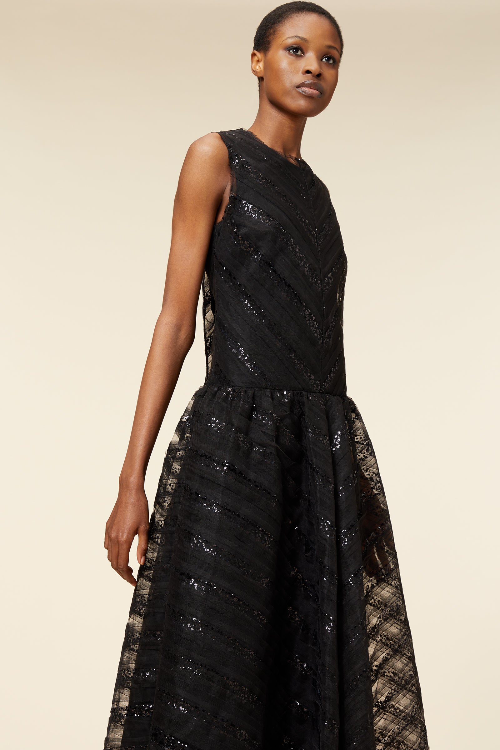 Black / TULLE MAXI DRESS