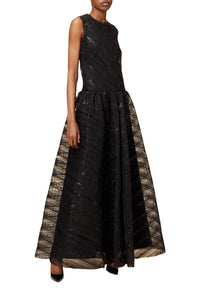 Black / TULLE MAXI DRESS