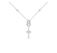 Collier Tears of Joy petit modèle en or blanc 18K sertie de diamants et perles - Or blanc