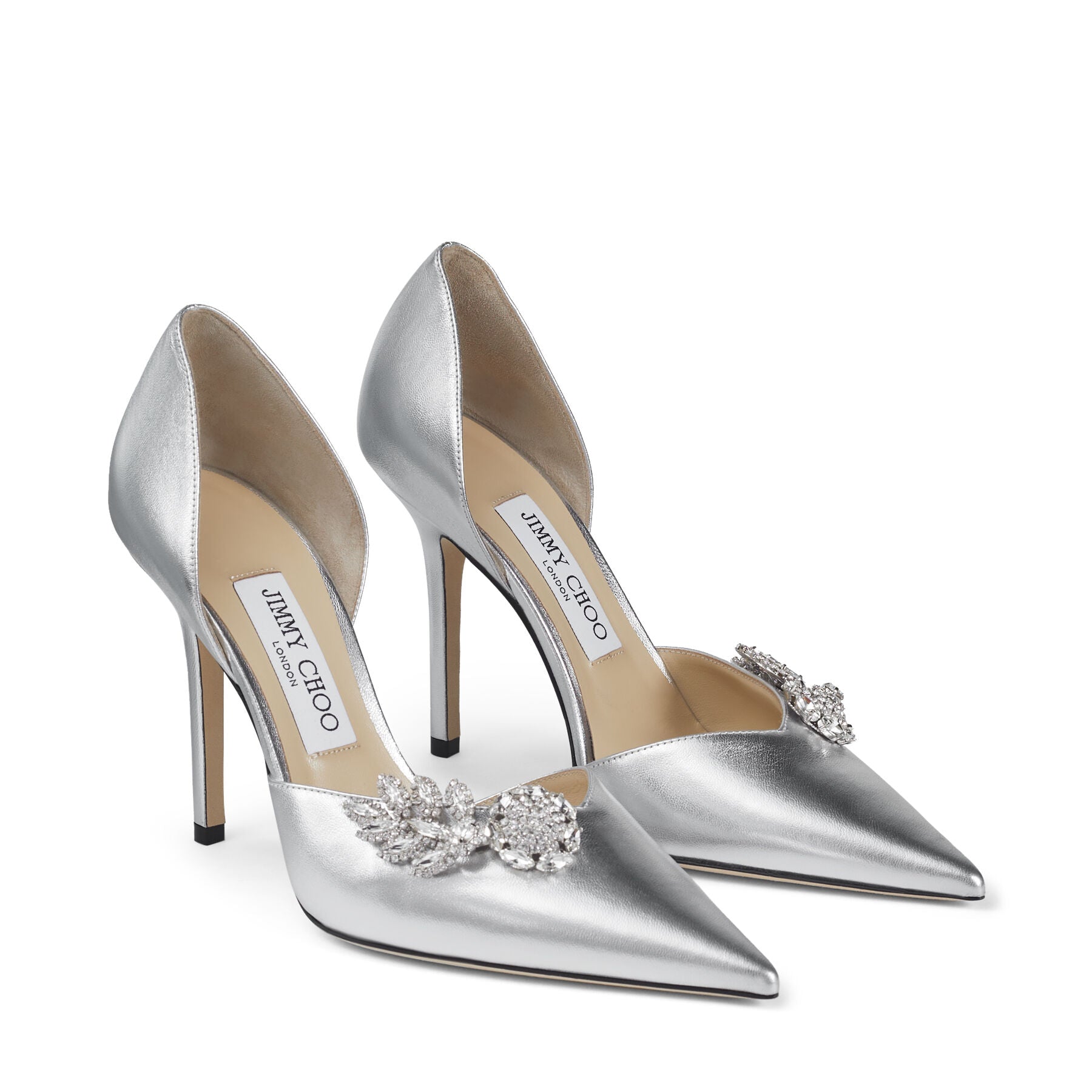 Escarpins Teja 100 en cuir - Silver & Crystal