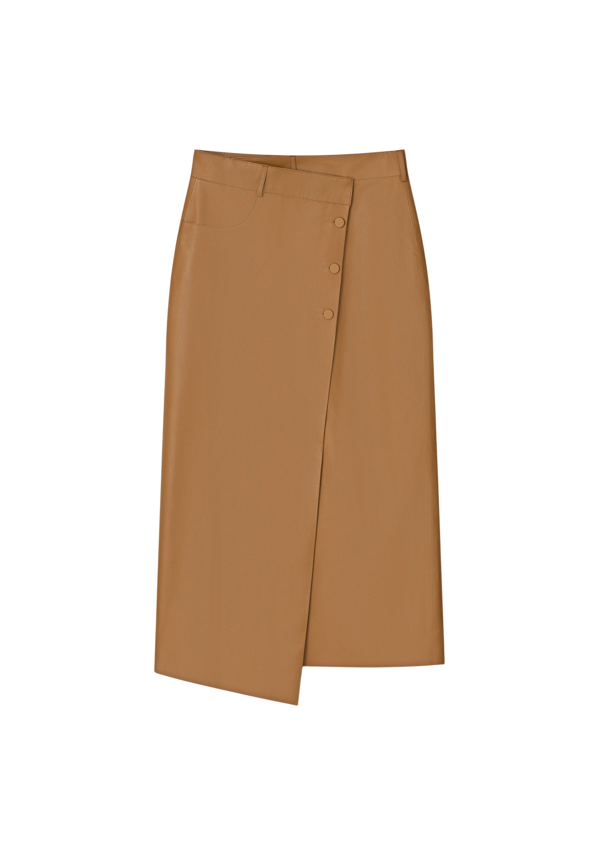 Jupe portefeuille Tennant en cuir - Tan