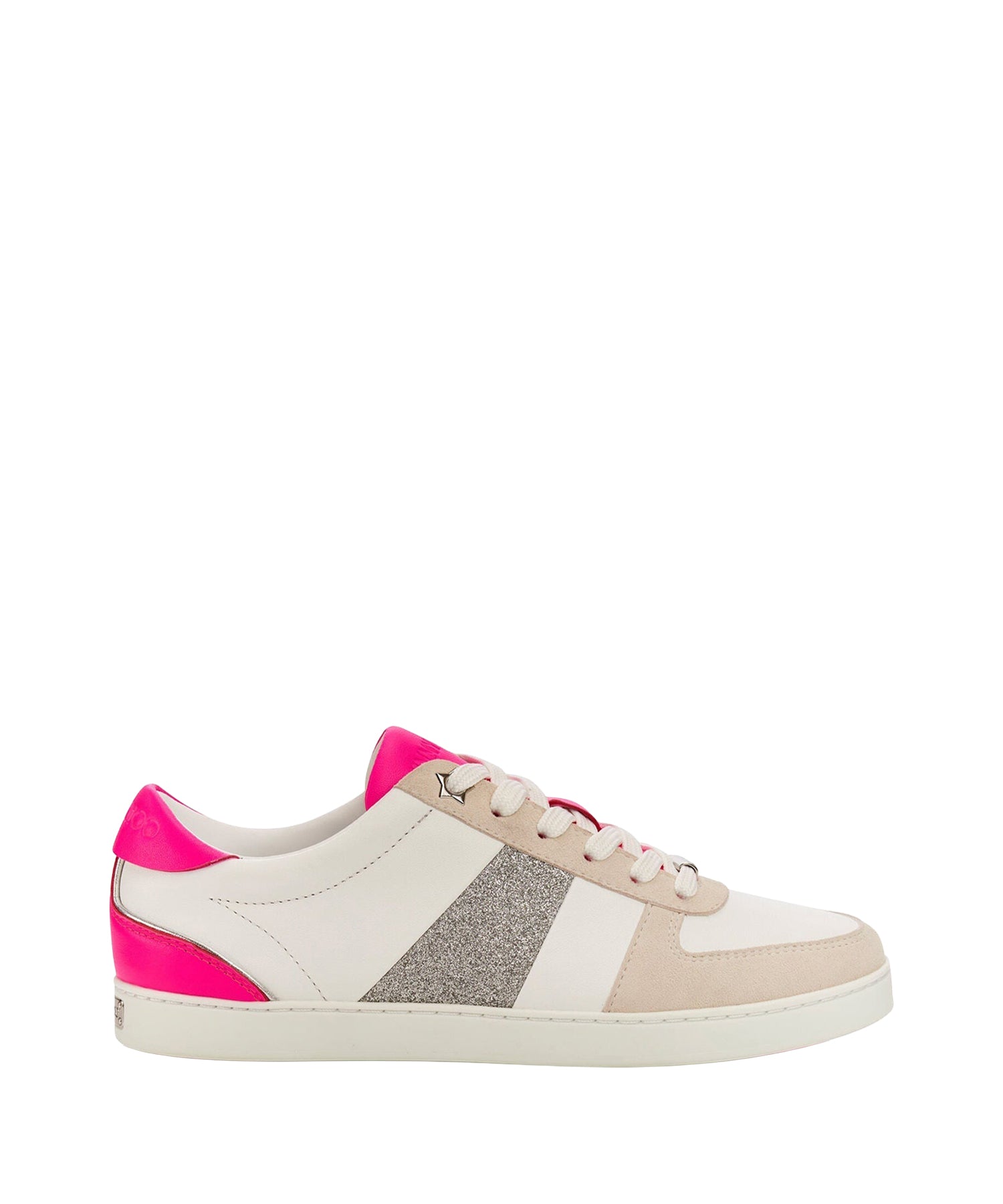 Sneakers Teri en cuir - White, Silver & Neon Pink