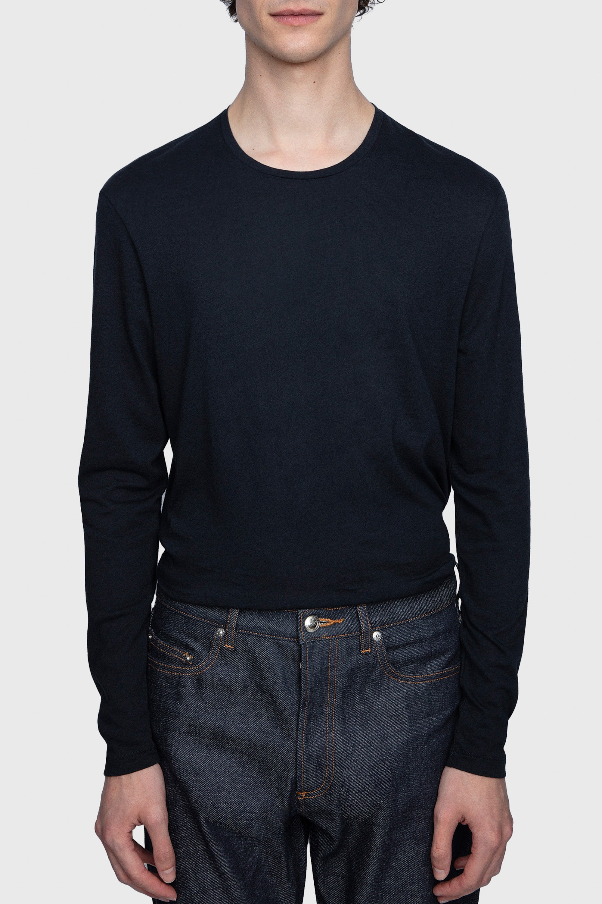 T-shirt unisexe manches longues Terry en coton - Encre