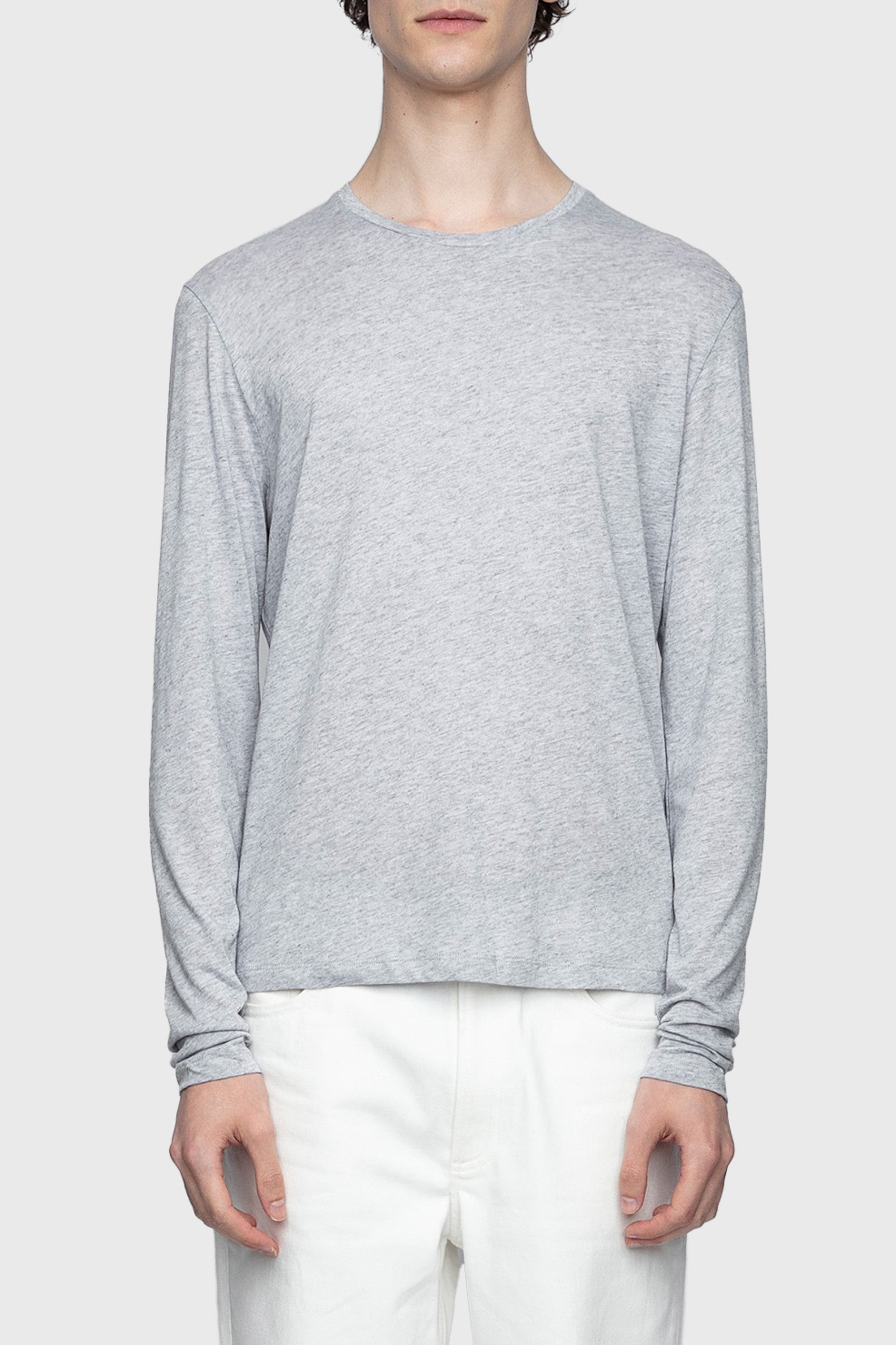 T-shirt unisexe manches longues Terry en coton - Gris Clair