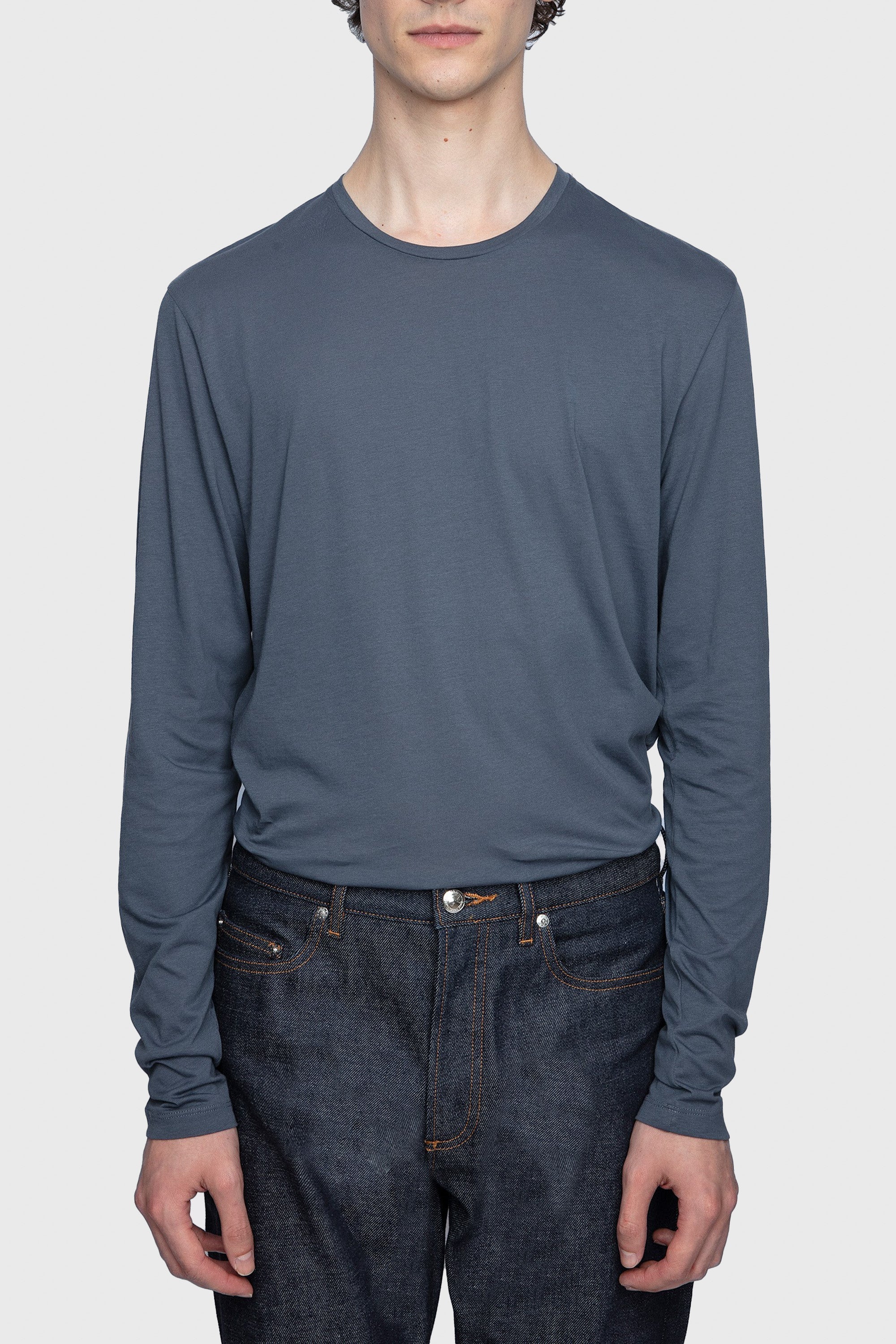 T-shirt unisexe manches longues Terry en coton - Encre