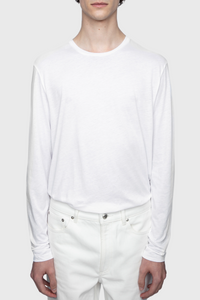 T-shirt unisexe manches longues Terry en coton - Blanc