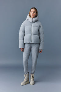 Doudoune courte Tessy à capuche en laine - Light Grey Mix