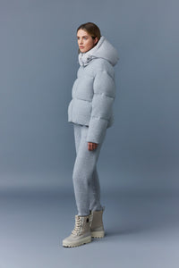Doudoune courte Tessy à capuche en laine - Light Grey Mix