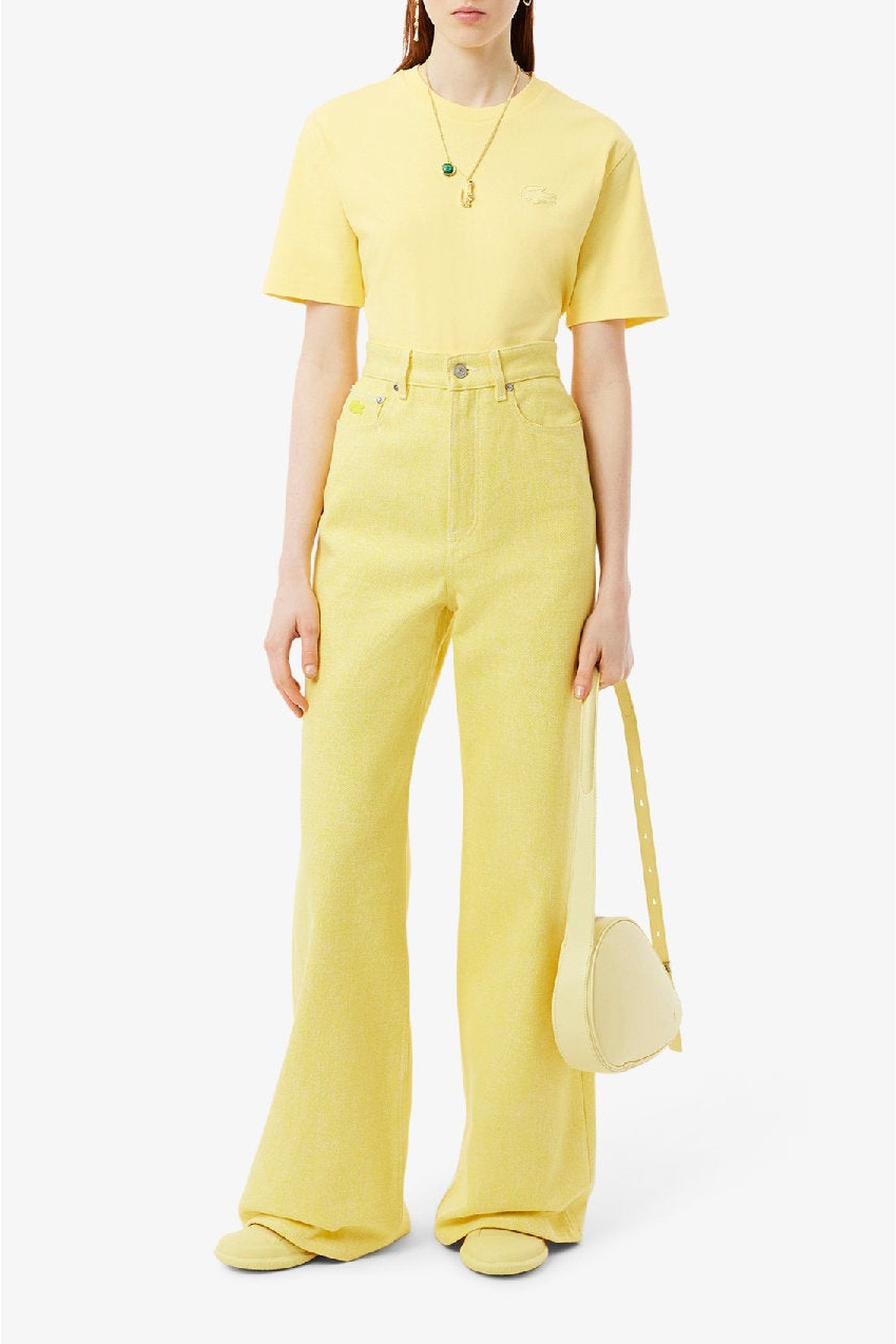 T-shirt avec logo en dentelle - Jaune