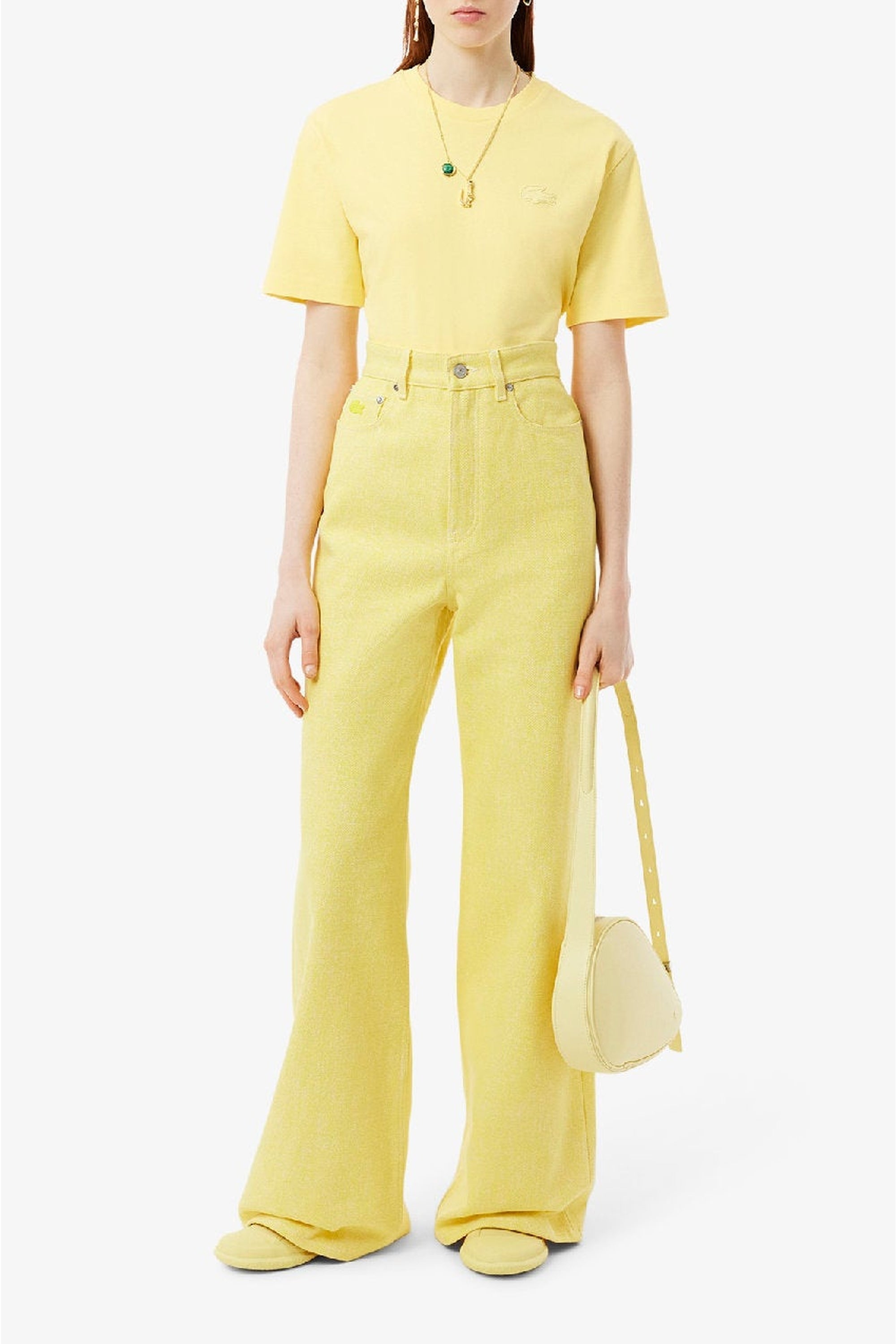T-shirt avec logo en dentelle - Jaune