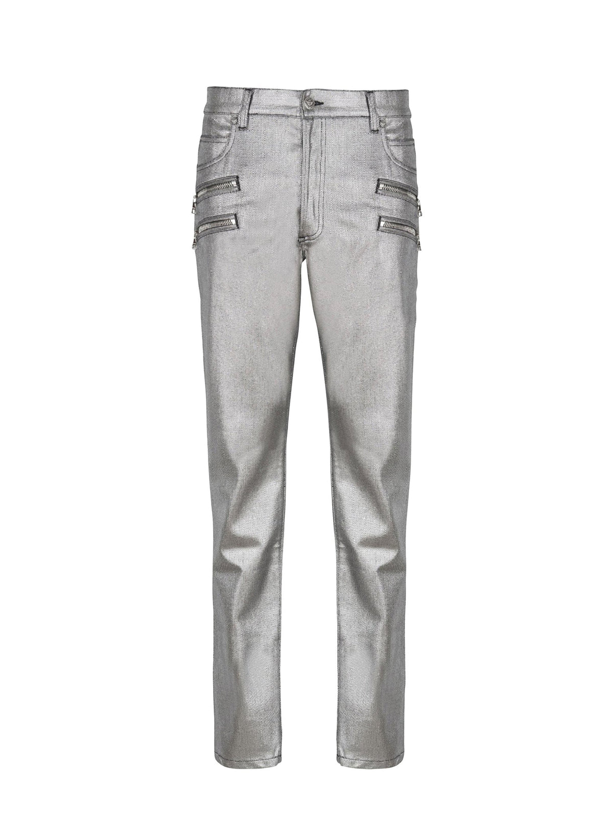 Jean slim zippé laminato - Argent