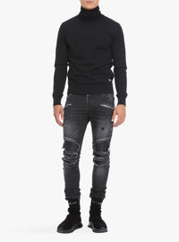 Pull col roulé en laine - Noir