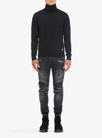 Pull col roulé en laine - Noir
