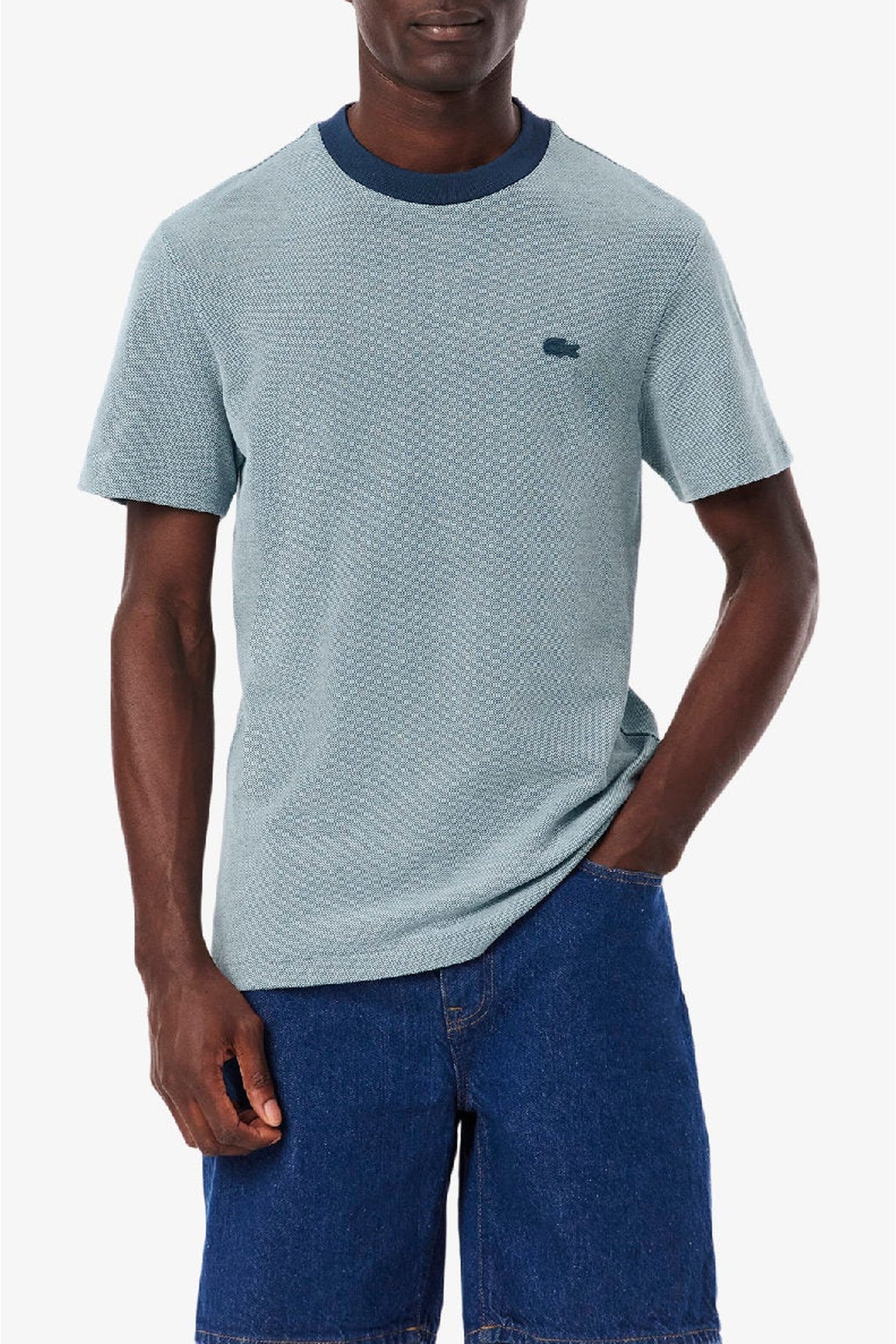 T-shirt à col contrasté en piqué - Faucon & Calcaire