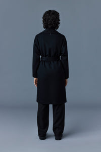 Thalia mid-length coat with wool belt - Black