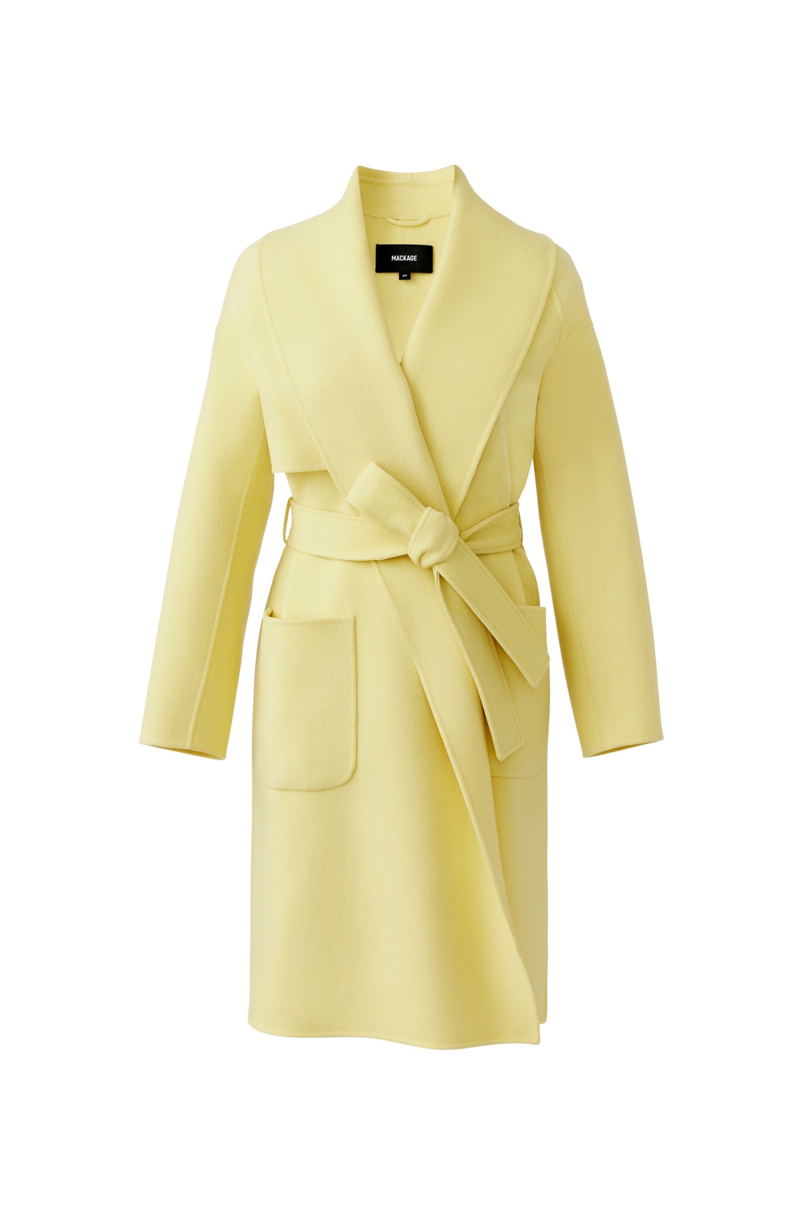 Manteau mi-long Thalia ceinturé en laine - Pale Lime